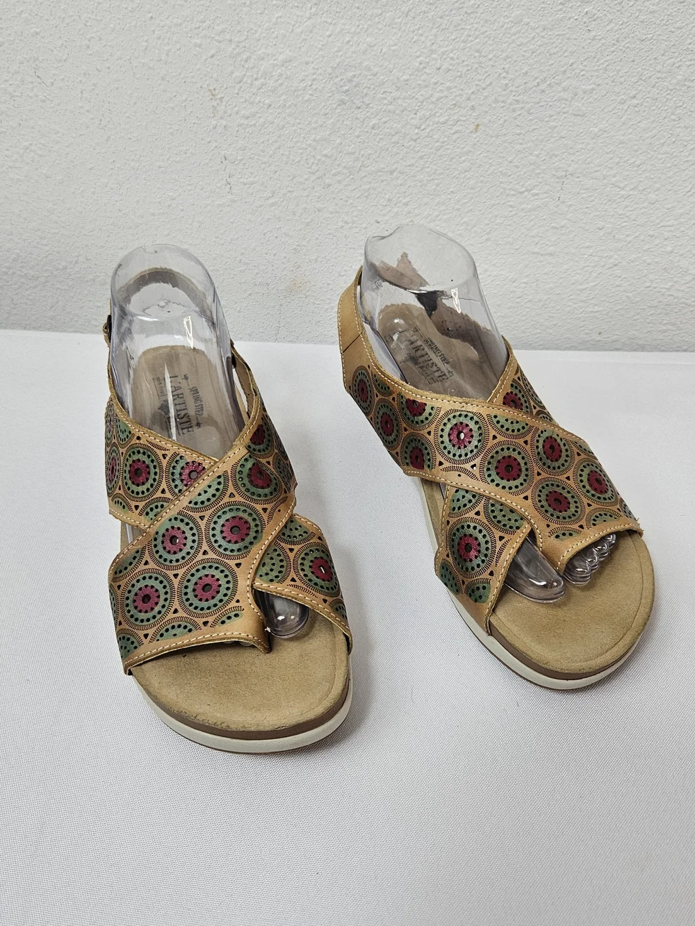 L'Artiste Spring Step ERICE Circles Leather Taupe Multi Sandal EU 41 US 9.5-10